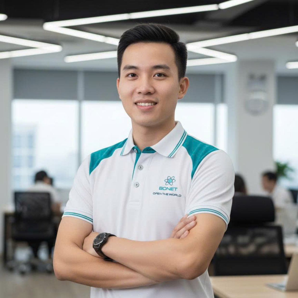 Chuyên viên Bonet Agency trong văn phòng hiện đại, biểu trưng cho tinh thần chuyên nghiệp và tận tâm.